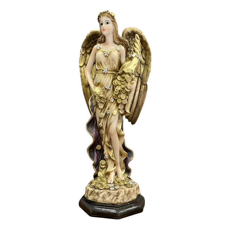 Angel De La Abundancia, Abundia Figura De Resina 30x12x10 Cm Dorado by HEREJE