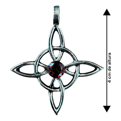 Dije Nudo De Bruja Celta Con Cristal Rojo 4 Cm Piedra Granate by HEREJE