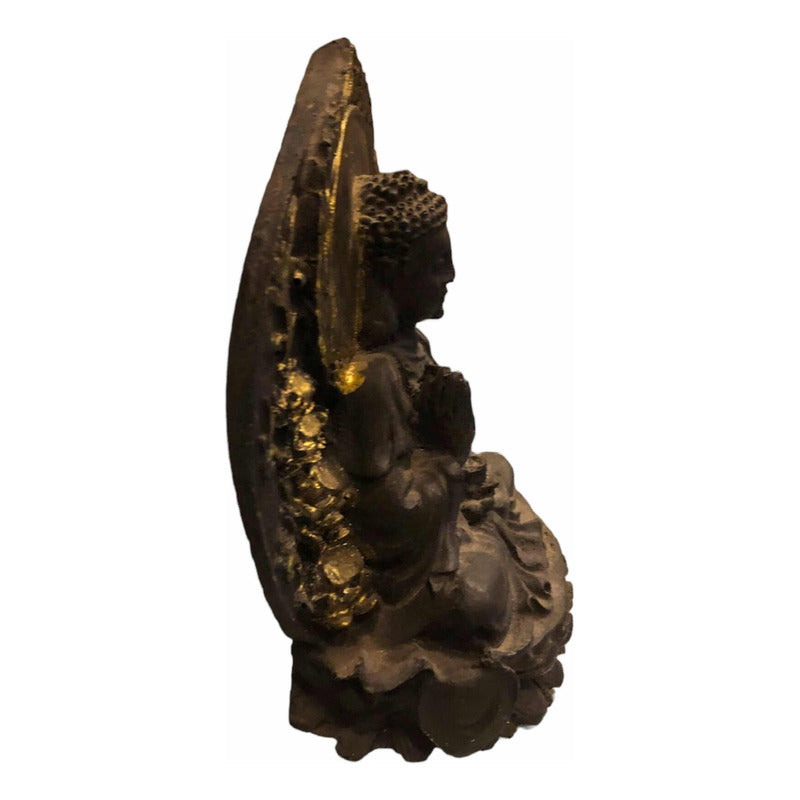 Buda Con Círculo 12 Cm Figura De Resina Negro by ARTICULOS ESOTERICOS LETY