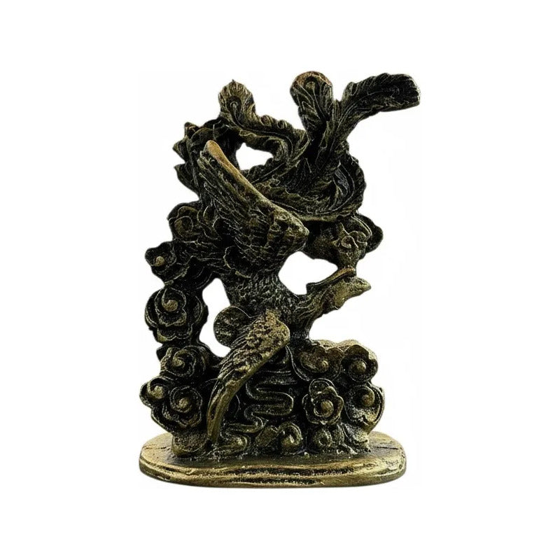 Ave Fenix Estatua De Resina De 13 Cm De Altura Dorado Oscuro by HEREJE