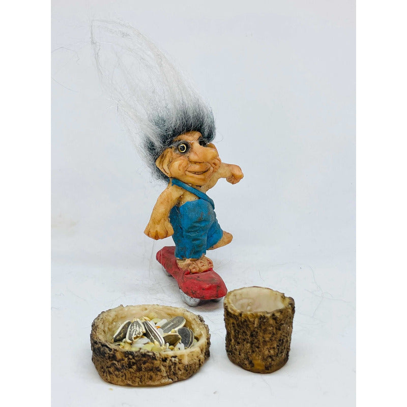 Troll Audacia + Comedero+bebedero+semillas 8cm De Alto Azul by HEREJE