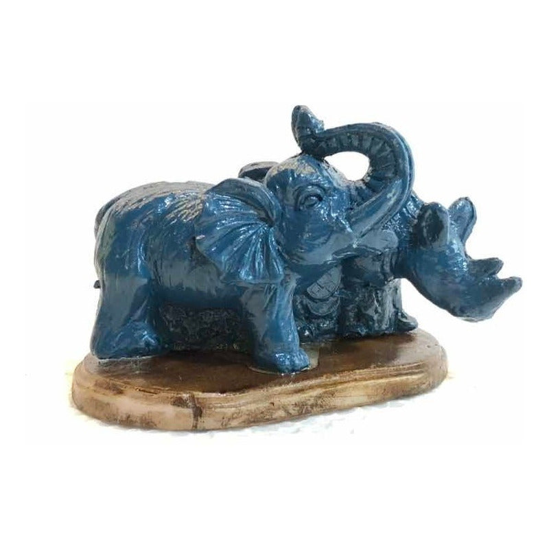 Elefante Y Rinoceronte Azul Resina Nacional 6 Cm by HEREJE