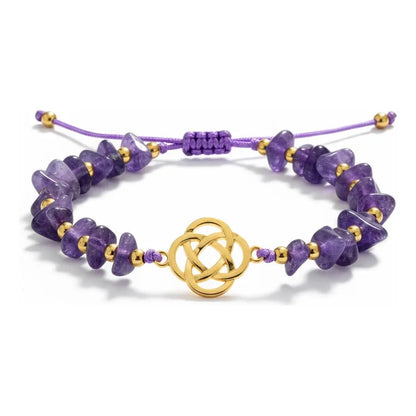 Pulsera De Cuarzo Separaciones De Metal En Hilo Ajustable Circulo Amatista 17 Cm by HEREJE
