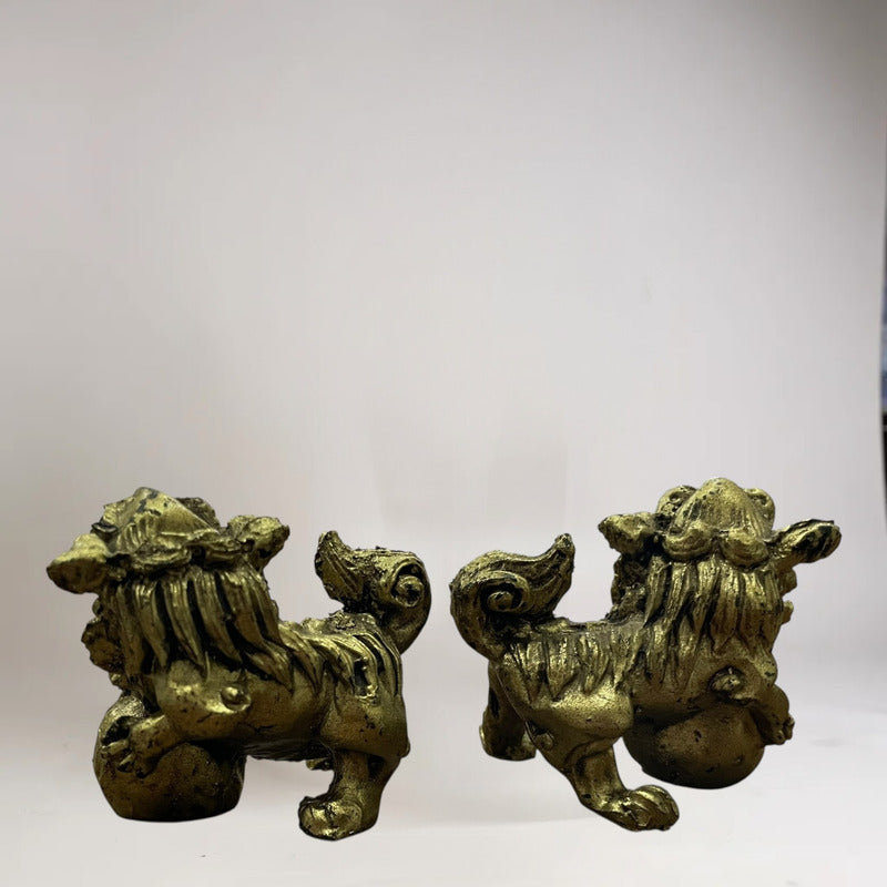 Figura De Resina De Los Perros Fu Protección Para Feng Shui Dorado by HEREJE