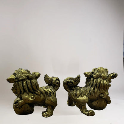 Figura De Resina De Los Perros Fu Protección Para Feng Shui Dorado by HEREJE