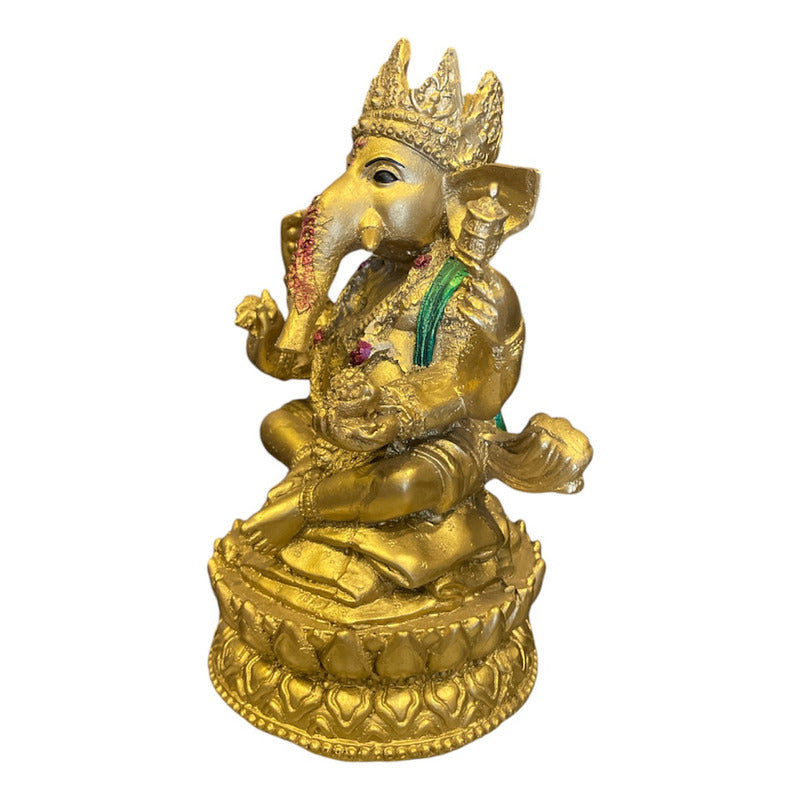 Ganesh Corona Flor De Listo Resina Nacional 16 Cm by HEREJE