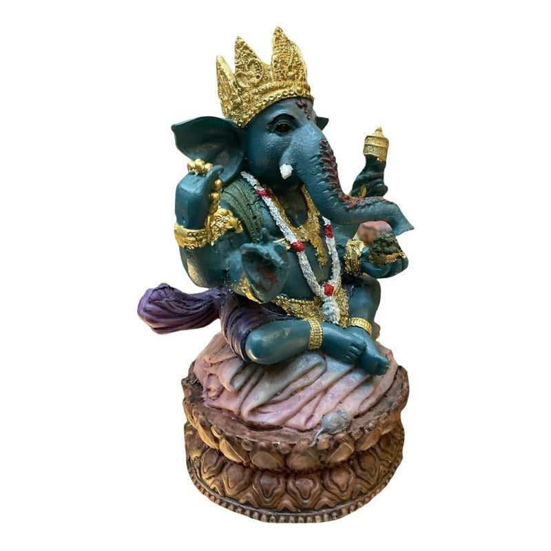 Ganesh Corona Flor De Listo Resina Nacional 16 Cm by HEREJE