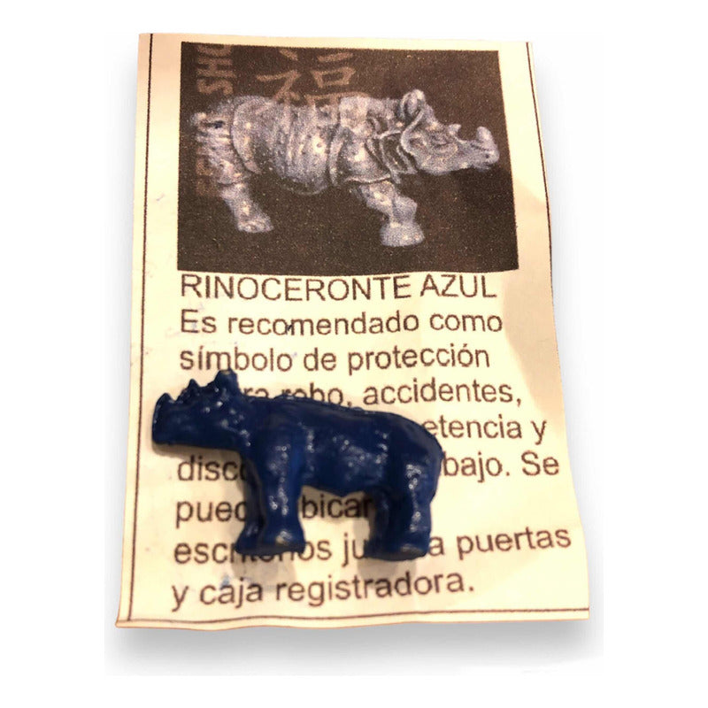 Rinoceronte Azul De Metal Mini Amuleto De Feng Shui by HEREJE