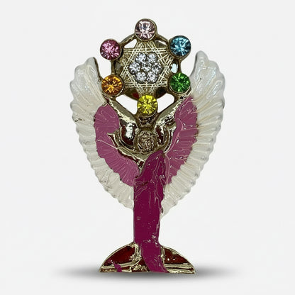 Metatron Con Cubo Prendedor Baño De Oro Cubierto Con Laca. Morado by HEREJE