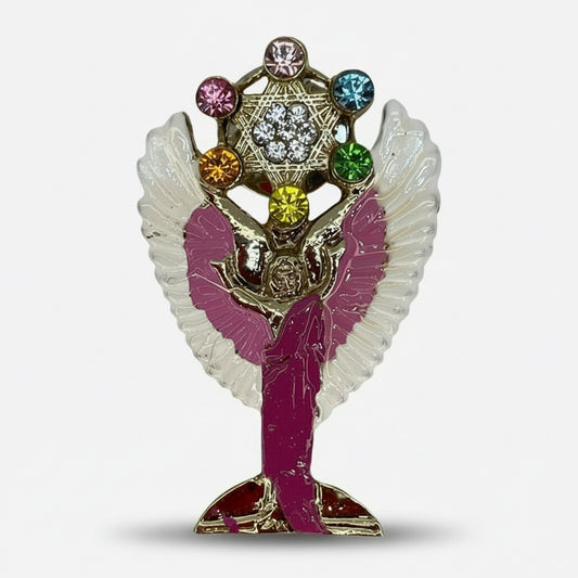 Metatron Con Cubo Prendedor Baño De Oro Cubierto Con Laca. Morado by HEREJE