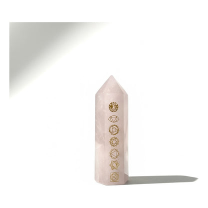 Obelisco De Cuarzo Con Los Chakras Grabados 7cm Rosa by HEREJE