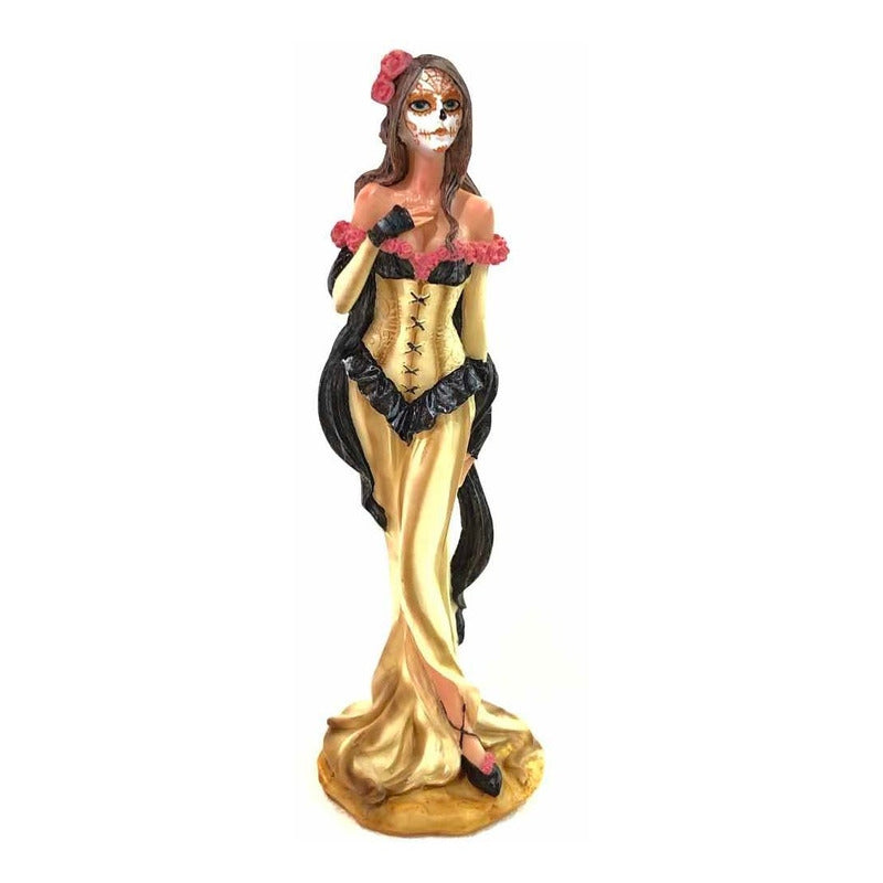 Catrina Resina Nacional Pintada A Mano (beige) 25cm Beige by HEREJE