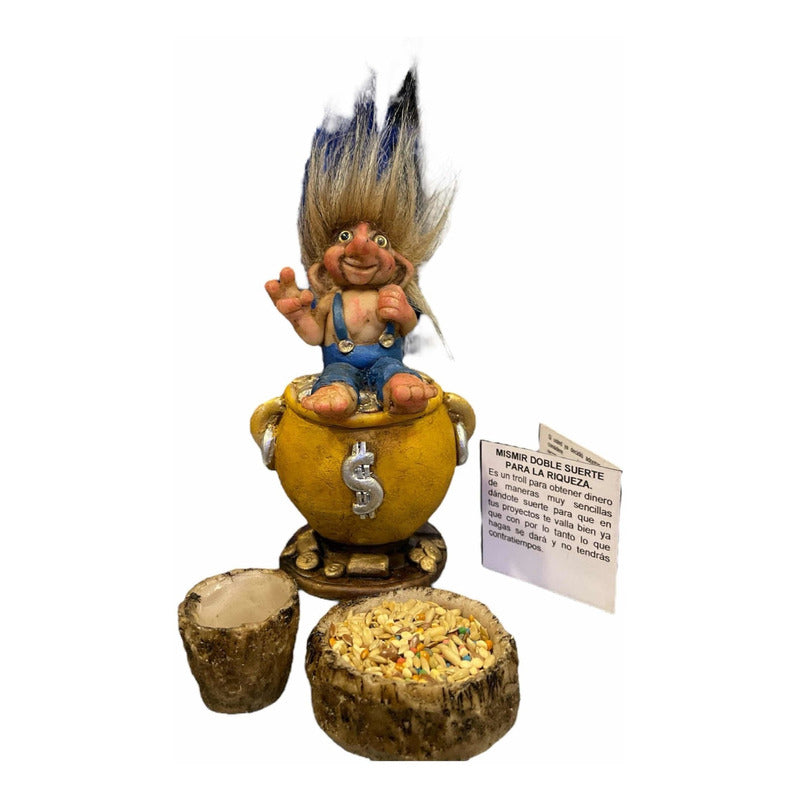 Troll Mismir Doble Suerte + Comedero + Semillas 11.5x7x6 Cm. Índigo by HEREJE