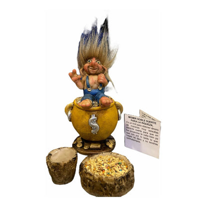 Troll Mismir Doble Suerte + Comedero + Semillas 11.5x7x6 Cm. Índigo by HEREJE