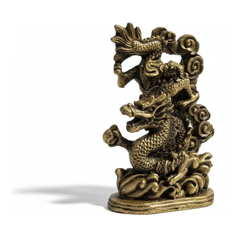 Figura Dragón Chino Feng Shui Para Abundancia 13cm Dorado by HEREJE