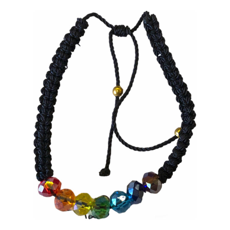 Pulsera De Los 7 Chakras Tejida Negra 12.7 Cm by HEREJE