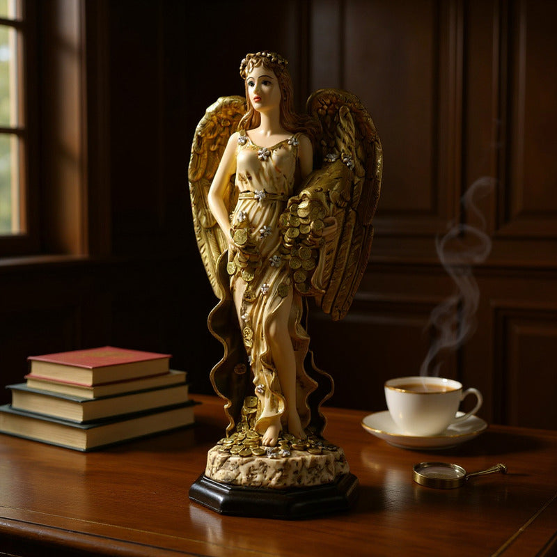 Angel De La Abundancia, Abundia Figura De Resina 30x12x10 Cm Dorado by HEREJE