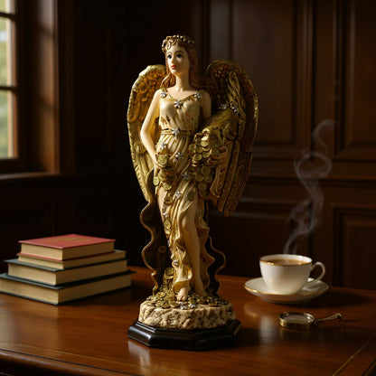 Angel De La Abundancia, Abundia Figura De Resina 30x12x10 Cm Dorado by HEREJE