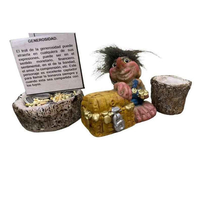 Troll Mini + Comedero + Semillas + Tarjeta Varios Modelos Generosidad 5.5cm