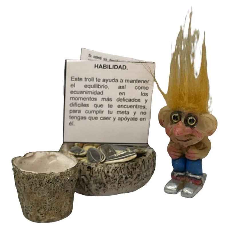 Troll Mini + Comedero + Semillas + Tarjeta Varios Modelos Habilidad  4.5cm