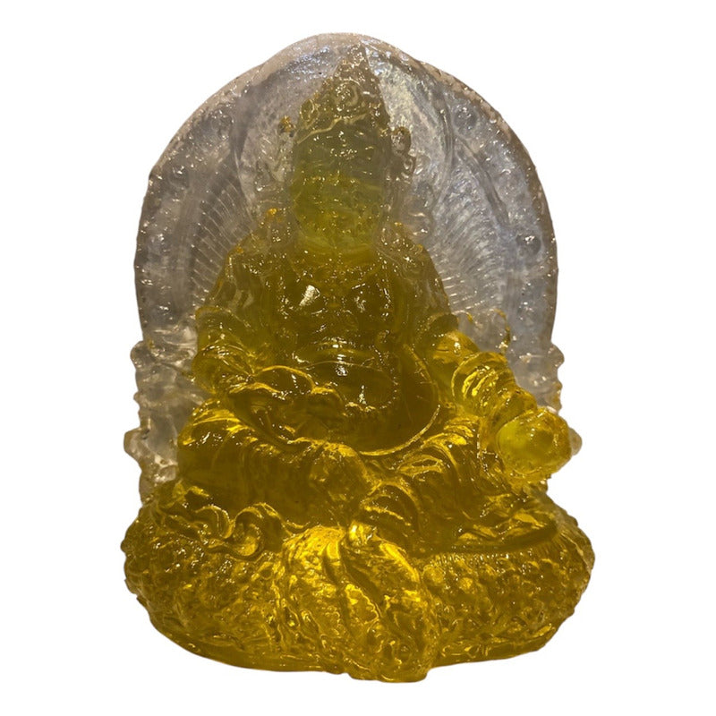 Dzambhala De La Prosperidad Buda En Resina Cristal 12cm Amarillo by HEREJE