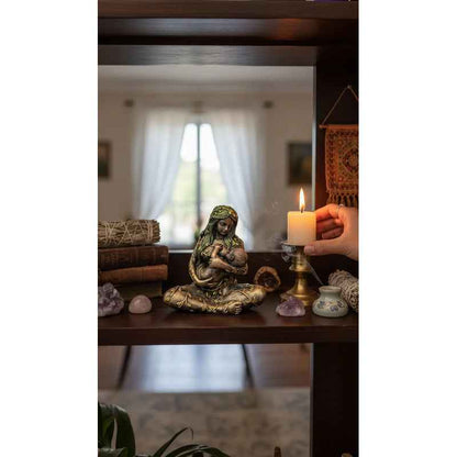 Figura Diosa Madre Tierra, Gaia De Resina 10 Cm Cobre