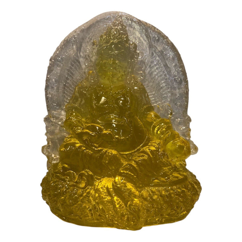 Dzambhala De La Prosperidad Buda En Resina Cristal 12cm Amarillo by HEREJE