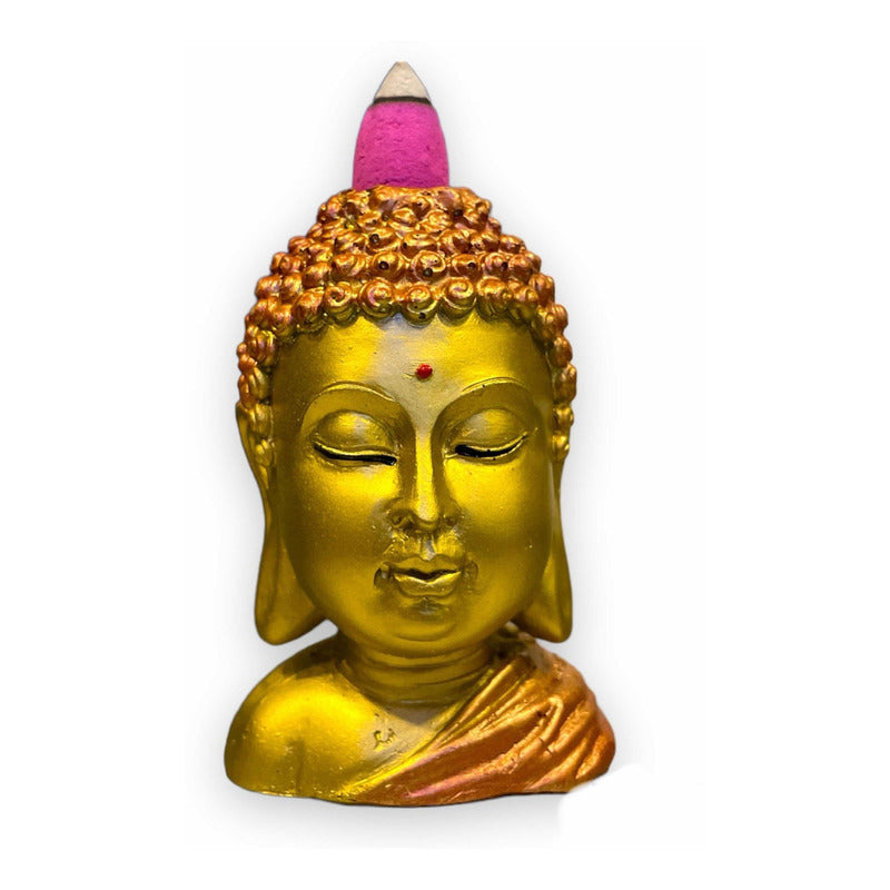 Buda Quemador De Incienso Escultura De Resina 9x6x6cm Dorado Lisa by HEREJE