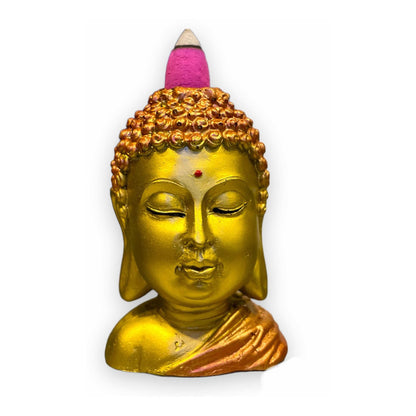 Buda Quemador De Incienso Escultura De Resina 9x6x6cm Dorado Lisa by HEREJE