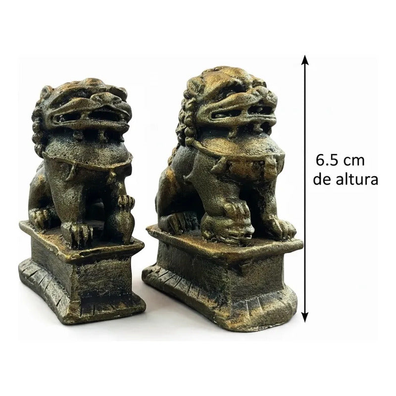Perros Fu Estatua De 6.5 Cm De Altura Dorado Oscuro by HEREJE