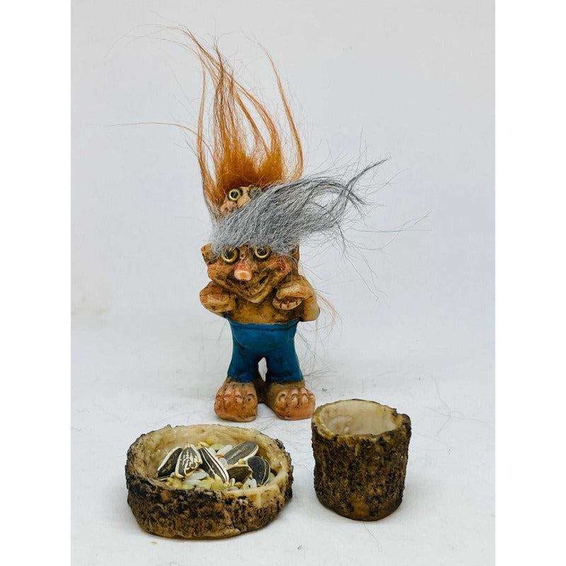 Troll Paternidad + Comedero 8 Cm Figura De Resina Nacional. Azul by HEREJE