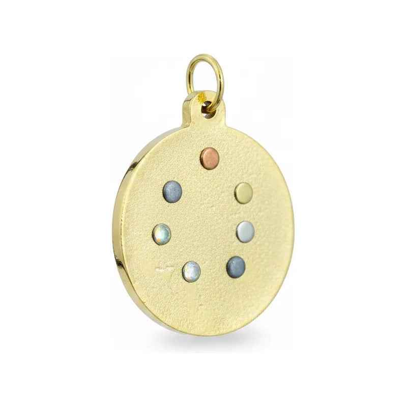 Dije Medalla Estrella 12 Puntas Amuleto Oro 12 Picos 30mm Blanco
