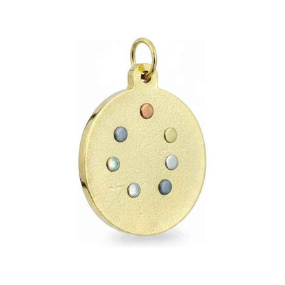 Dije Medalla Estrella 12 Puntas Amuleto Oro 12 Picos 30mm Blanco