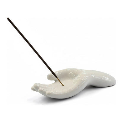 Porta Incienso Ceramico 18x13cm Blanco Mano Mano by HEREJE