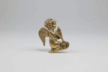 Angel Rezando Prendedor Baño De Oro Oro Viejo by HEREJE