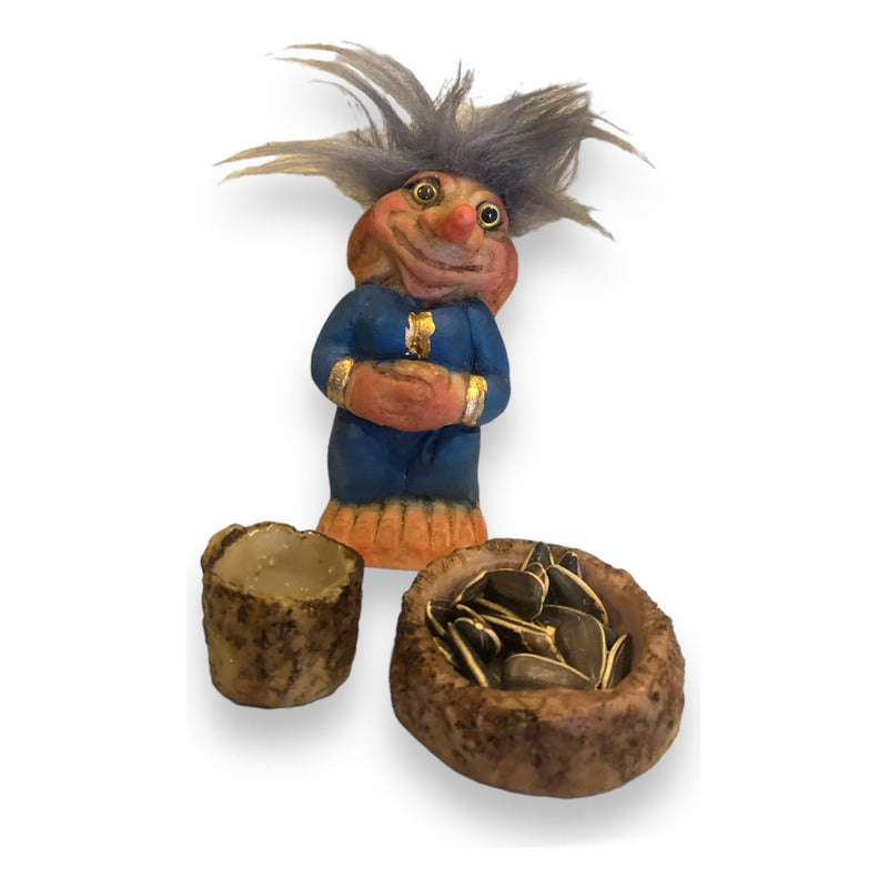 Troll Deseos Mujer + Comedero 9 Cm Figura De Resina Nacional Azul by HEREJE