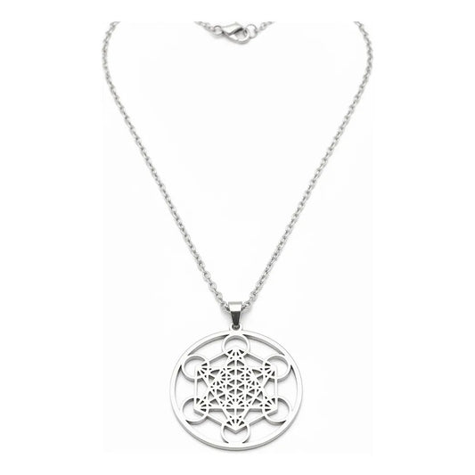 Metatron Dije De Acero Inoxidable Con Cadena Plateado by HEREJE