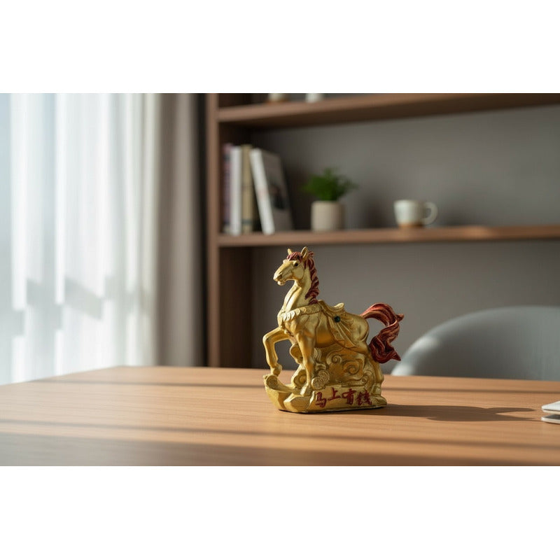 Caballo Del Año Chino 12.5x11x4cm Dorado by HEREJE