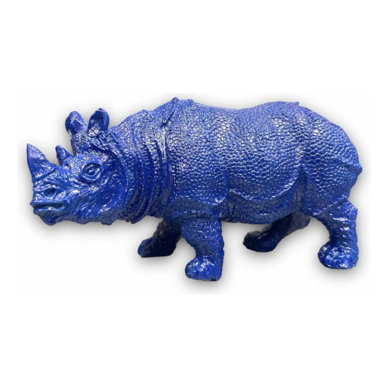 Figura Elefante Y Rinoceronte Azul Feng Shui 8.6cm Y 7.5cm Rinoceronte Solo by HEREJE