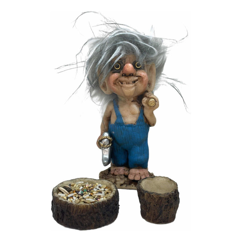Troll Contra Maleficios + Comedero Figura De Resina 13 Cm Azul by HEREJE