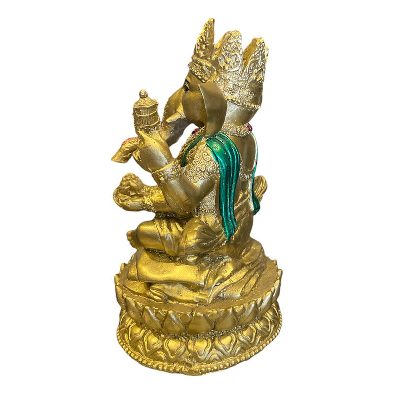 Ganesh Corona Flor De Listo Resina Nacional 16 Cm by HEREJE