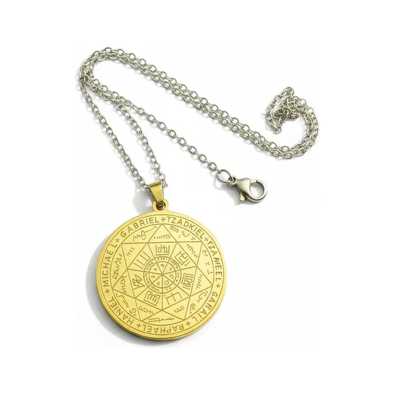 Collar Sello 7 Arcángeles Amuleto Protección Dorado Dorado by HEREJE