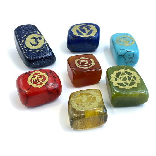 Piedras De Los 7 Chakras (chakras) Juego En Cuarzo Grabado by HEREJE
