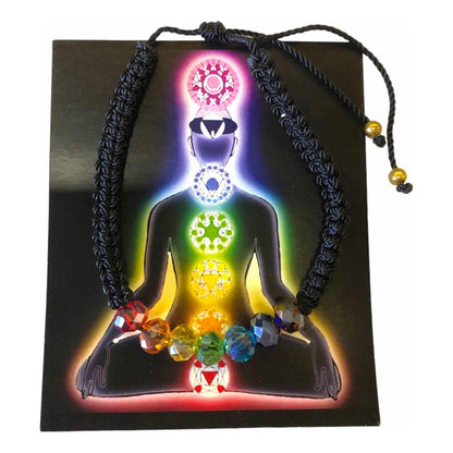 Pulsera De Los 7 Chakras Tejida Negra 12.7 Cm by HEREJE