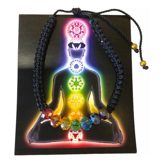 Pulsera De Los 7 Chakras Tejida Negra 12.7 Cm by HEREJE