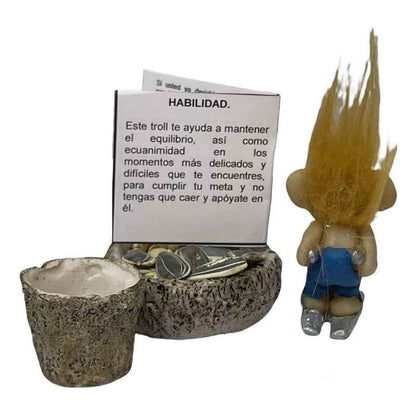 Troll Mini + Comedero + Semillas + Tarjeta Varios Modelos Habilidad  4.5cm