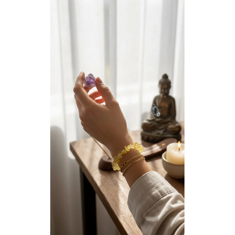 Pulsera De Citrino Natural Hereje Original. Citrino Con Broche 17 Cm 18 Cm by HEREJE