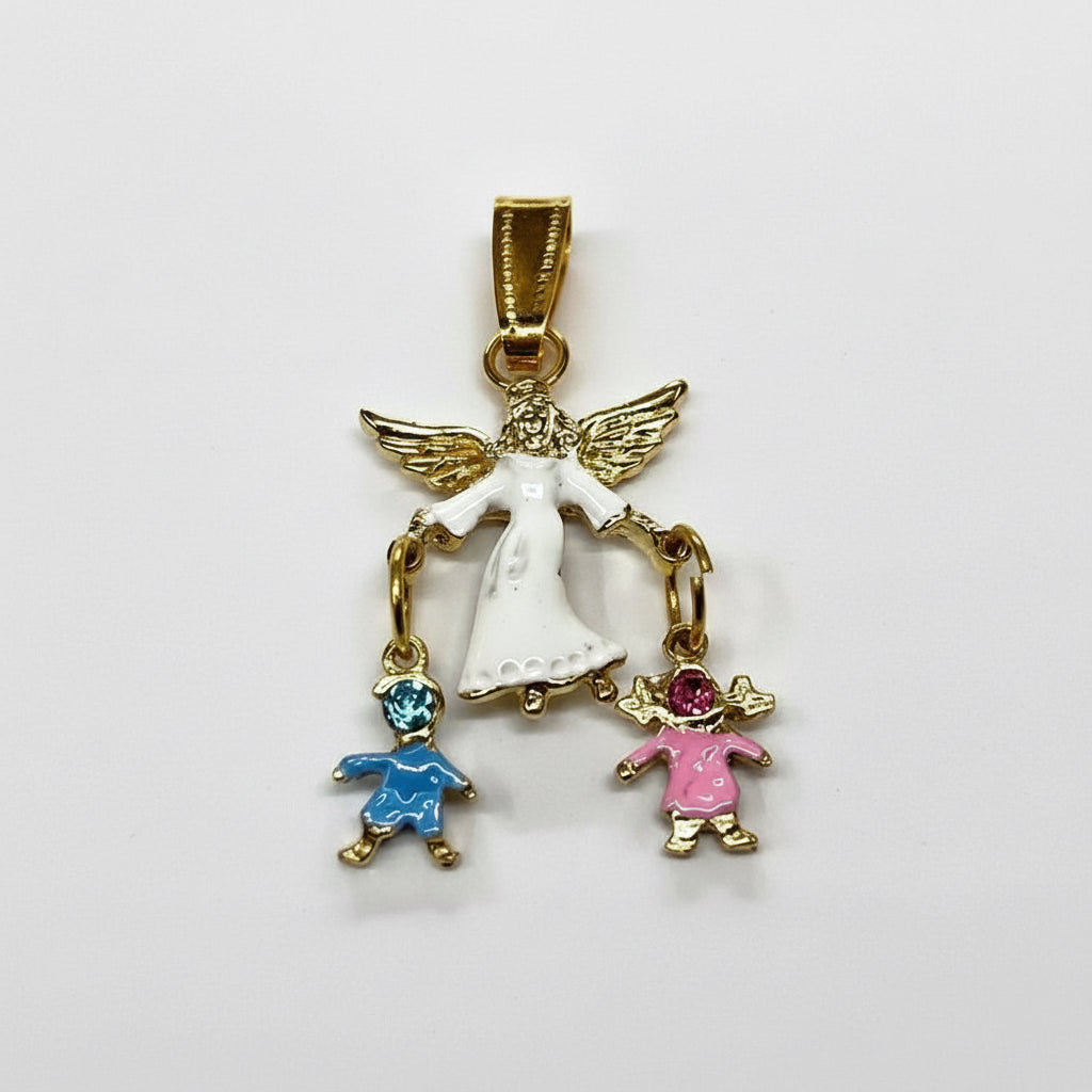 Dije Angel De La Guarda Colgante Baño En Oro Con Cristal 3cm by ARTICULOS ESOTERICOS LETY