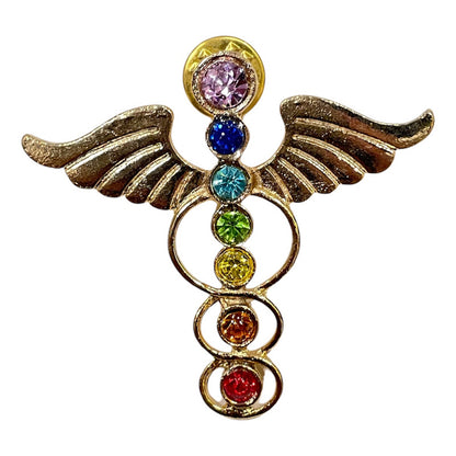7 Chakras Dije Alas Con Cristal En Baño De Oro by ARTICULOS ESOTERICOS LETY
