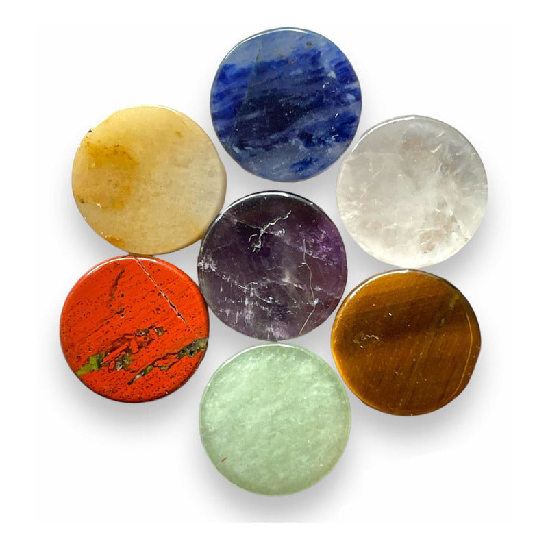 7 Chakras De Cuarzo Grabado En Oro Laminado 1.8 Cm 4.572 Cm by HEREJE
